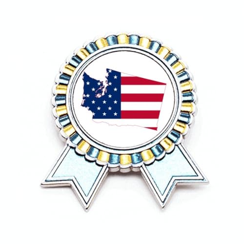 Broche carte Amérique en métal taille M avec étoiles et rayures