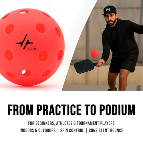 Image of PulseITRally Outdoor Pickleball Balls Set of 6 | 40 Precision Holes, Stable True Flight & Consistent Bounce | Durable High Visibility Pickle Balls for Training, Practice & Competition | Pink