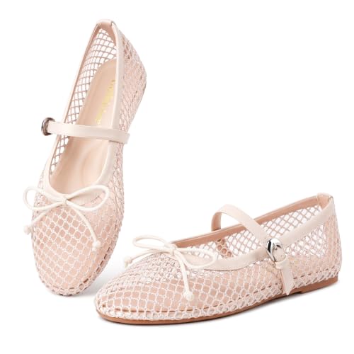 Image of Gothictor Women's Mesh Ballet Flats Round Toe Leopard Mary Jane Shoes Women | Cushioned Comfort, Easy to Style, Buckle Strap, Cheetah Print, Ballerina, Breathable, Wide Width, Non-Slip, Dressy Casual