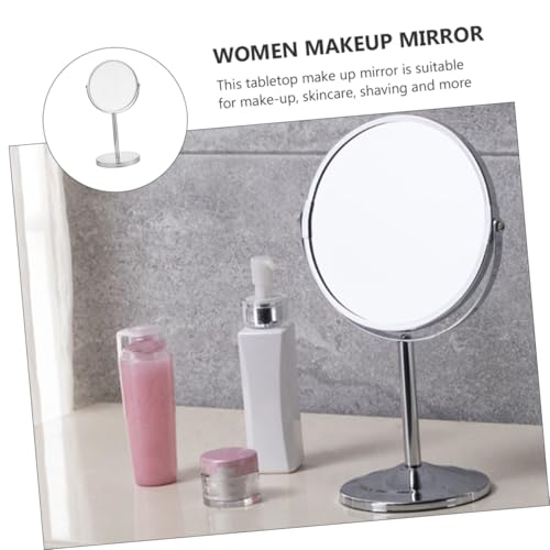 Miroir de maquillage double face PLAFOPE de table orientable argenté pour chambre