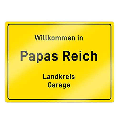 Personalisiertes Ortsschild 'Papas Reich' – Aluminium, Ca. 20x26,5 Cm, Mit Individuellem Text