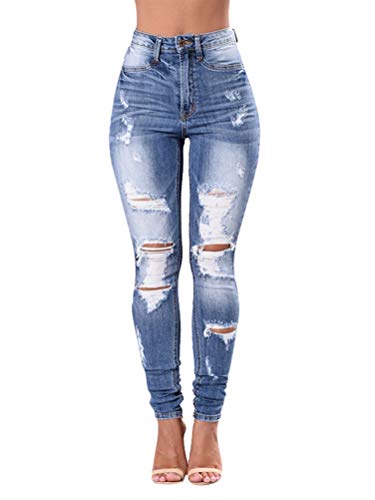 Onsoyours Jeans Rotos Vaqueros Push Up Elásticos Cintura Alta Straight Denim Pants Sexy