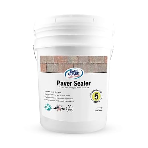Rain Guard Water Sealers - Paver Sealer - Penetrating Water Repellent Protection for All Porous Paver Surfaces - Water-Based Silane/Siloxane Sealant - Clear Natural Finish - Ready to Use - 5 Gallon