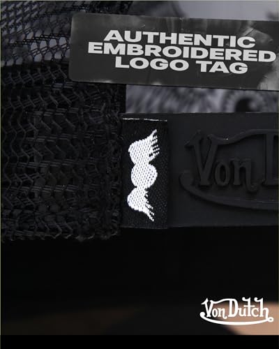 Image of Von Dutch Monogram Trucker Cap - Retro Snapback Cap for Men and Women - Adjustable Snap Fit Panel, Mesh Rear, Curved Bill