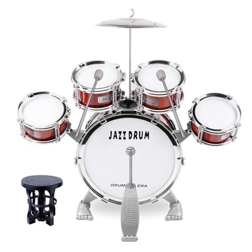 Kids Drum Set, 5 PCS Drums for Kids with Stool Mini Band Drum Set Musical Instruments Toys Birthday for Toddlers Boys Girls Beginners