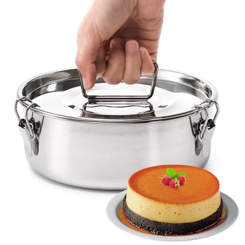 Comparison: Best Pan For Flan 3 Okllen 18/8 Stainless Steel Flan Mold, 65 Oz Flan Pan with Lid and Handle, Flanera Flan Maker Mold Compatible with 6 Quart Instant Pot