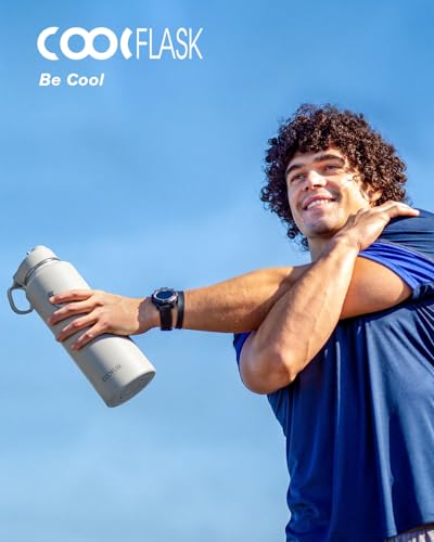 Image of Coolflask 40 oz Water Bottle Insulated with Straw & 3 Leakproof Lids