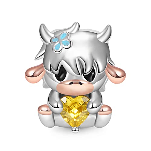 Image of GNOCE Embraces Heart Gemstone Bead Charms 925 Sterling Silver Rabbit Horse Triceratops Snake Monkey Cat Platypus Sloth Bear Pig Yak Ghost Matryoshka Doll Jewelry Gift for Women