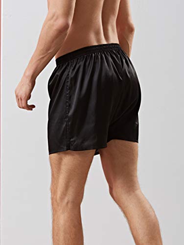 Admireme Mens Satin Boxers Shorts Silk Boxers Silk Sleep Lounge Pajamas Bottoms Shorts Satin Sleep Shorts Underwear Black #TOP4