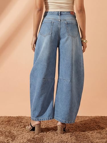 Image of Miss Chase Women's Wide-Leg High-Rise Regular-Length Stretchable Shaping Denim Jeans