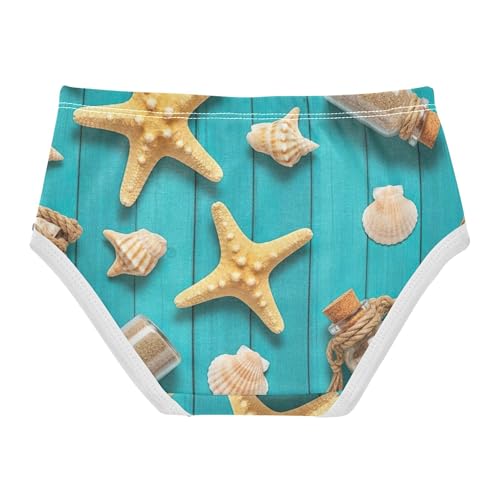 Pastel Starfish Shells Blue Cute Panties Girl Toddler Underwear Floral Cotton Cartoon Briefs Underpants 2t2