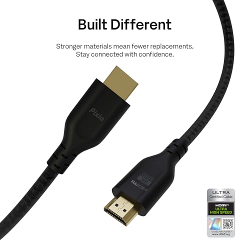 Image of Pixio 8K HDMI 2.1 Cable Ultra Certified Ultra High Speed 6FT 8K 60Hz 4K 120Hz Nylon Braided Gold Plated Connector Anti-Breakage HDR10+ dtsx eARC HDCP Dolby Compatible