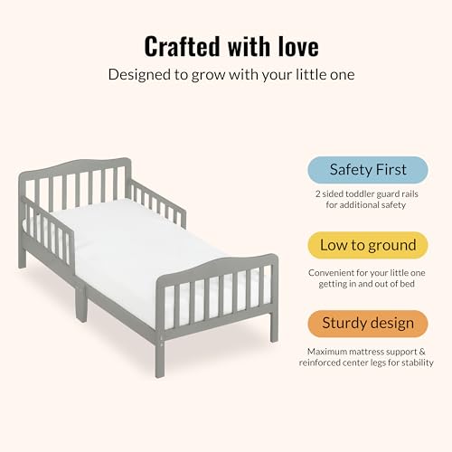 Image of Dream On Me Classic Design Toddler Bed, GREENGUARD Gold, Cool Grey