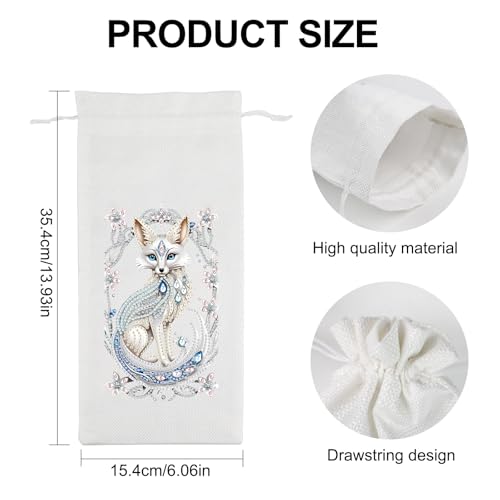 Image of DIY 5D Diamond Painting Gift Wrap, Special Shaped Diamond Art Linen Cover for Champagne Decoration, Christmas Wedding Birthday Party Supplies (Crystal Fox)