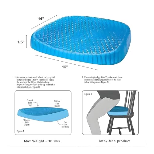 Image of Devera Gel Seat Cushion for Office Chair & Car Driver, Honeycomb Silicone Gel Cooling Seat Cushion, Breathable Pressure Relief Sitting Cushion, Black 36x30x3.5cm (Square)
