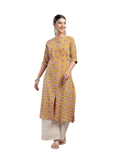 Image of Stylum Women's Pink Floral Printed Rayon A-Line Kurta