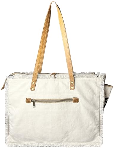 Bolso Tote de Lona y Cuero para Mujer miniatura 6