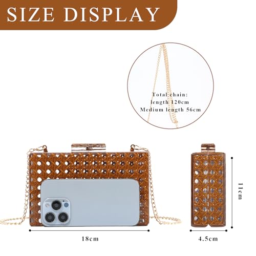 Image of GOKTOW Rattan Acrylic Bag Clutch Purse Evening Bag Woven Handbag Summer Beach Purse