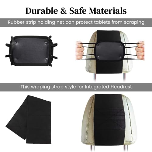 Image of Car Tablet Holder for Backseat, 7-10.5 Inch, Adjustable Silicone Strap, Hoop & Loop Closure, Anti-Slip, Portable, Easy Install, Universal Mount for Kids Travel Entertainment
