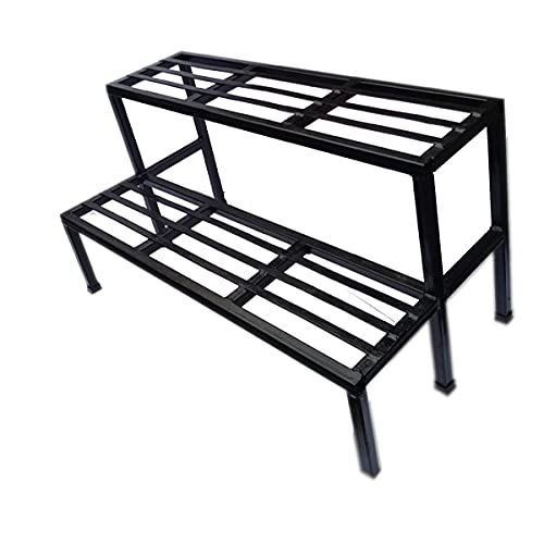 Image of A-One 2 Step Garden Plant stand Flower Pot Holder Plant Pot Stand Heavy Duty (BLACK) (Two Step)