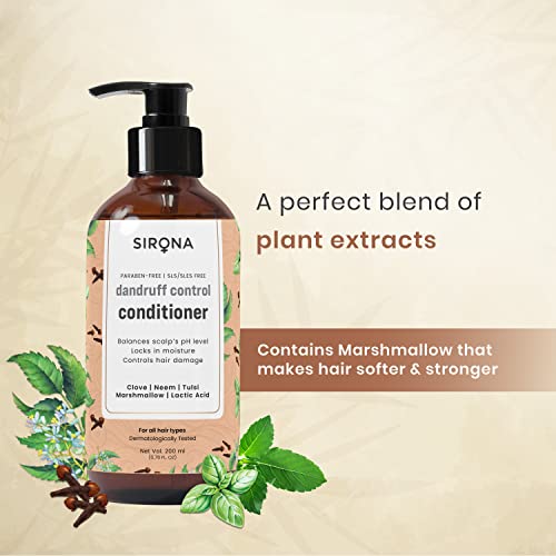 Sirona Marshmallow & Clove Anti Dandruff Conditioner, With Neem & Tulsi For Men & Women - 200 Ml | Paraben Free & Sls Free | Dermatologically Tested #TOP3