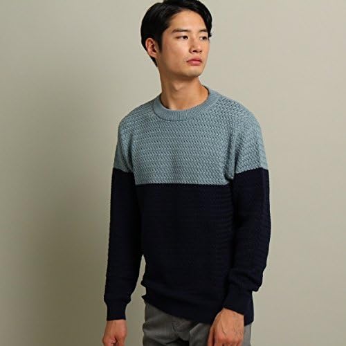 Amazon ザ ショップ ティーケー メンズ The Shop Tk Mens Mセーター バスケットバイカラーニット ライトブルー ネイビー 521 03 L セーター 通販