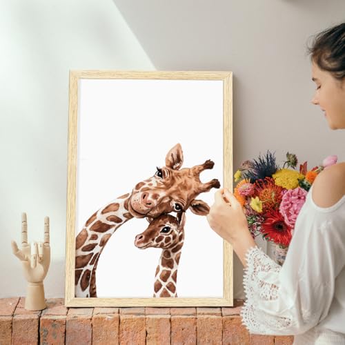 Image of ArtX Wall Paintings For Kids Room, Giraffe Wall Frame, Decoration Items, 12x18 inch (A3+) Size, Multicolor, Synthetic Wood, Set Of 2