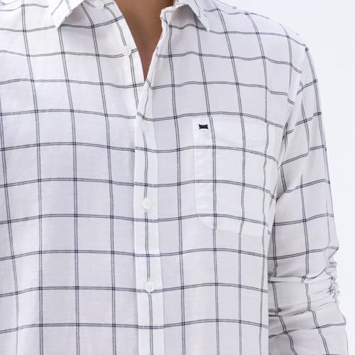 Image of BASICS Cotton-Linen Blended Men's Shirt | Slim Fit | Everyday Smart Casual Wear | Full Sleeve