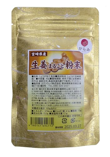 からみ 【宮崎県産生姜使用】 宮崎県産 生姜まるごと粉末 40g 国産 無添加 生姜パウダー しょうがパウダー 生姜粉末 しょうが粉末 ジンジャー