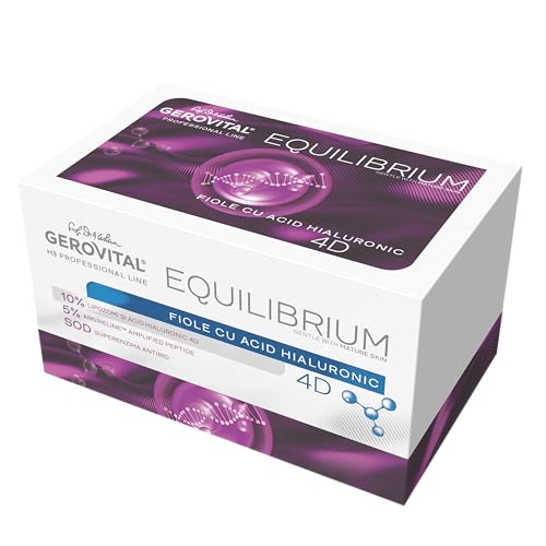 Gerovital H3 Equilibrium Hyaluron 10% 4D + Argireline 5% ampollas – Suero intensivo para pieles maduras – Hidratante y suavizante – 20 × 2 ml