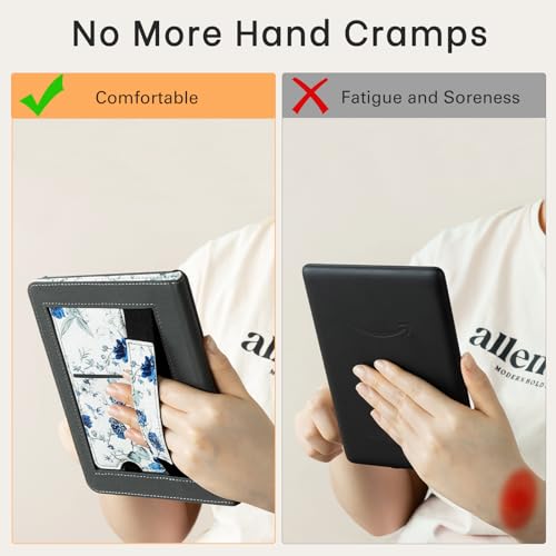 Image of CoBak Case with Stand for TCL 6.8 inch E-Book Reader -Cover with Auto Sleep Wake,Card Slot,Hand Strap Feature,Blue Blossom
