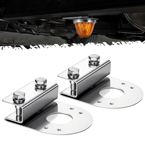 PARTsam 2Pcs Straight Down Watermelon Light Under Glow Frame Brackets Clamp-On Mount No Drilling Required Stainless Steel Universal for Semi-Trucks Trucks Pickup