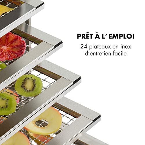 Klarstein Master Jerky - Dörrautomat, Dehydrator stufenlos regelbare Temperatur von 40-90 °C, 15h-Timer, DigiSet Control, 24 Einschübe aus Edelstahl, Dörrgerät mit 5850W, silber – Bild 5