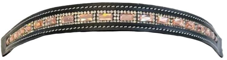 Equitem Peach Rectangular Crystal Bling Leather English Browband (Pony 14