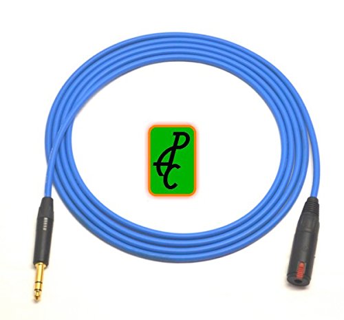 15 ft Canare Stereo Headphone Extension Cable Blue 1/4" Neutrik TRS - Female Jack