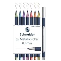 Schneider Paint-It Metallic Rollerball 050 (Strichstärke 0,4 mm, hochmetallische Tinte, schnelltrocknend, Gehäuse aus 88% biobasiertem Kunststoff) 8 Stück sortiert