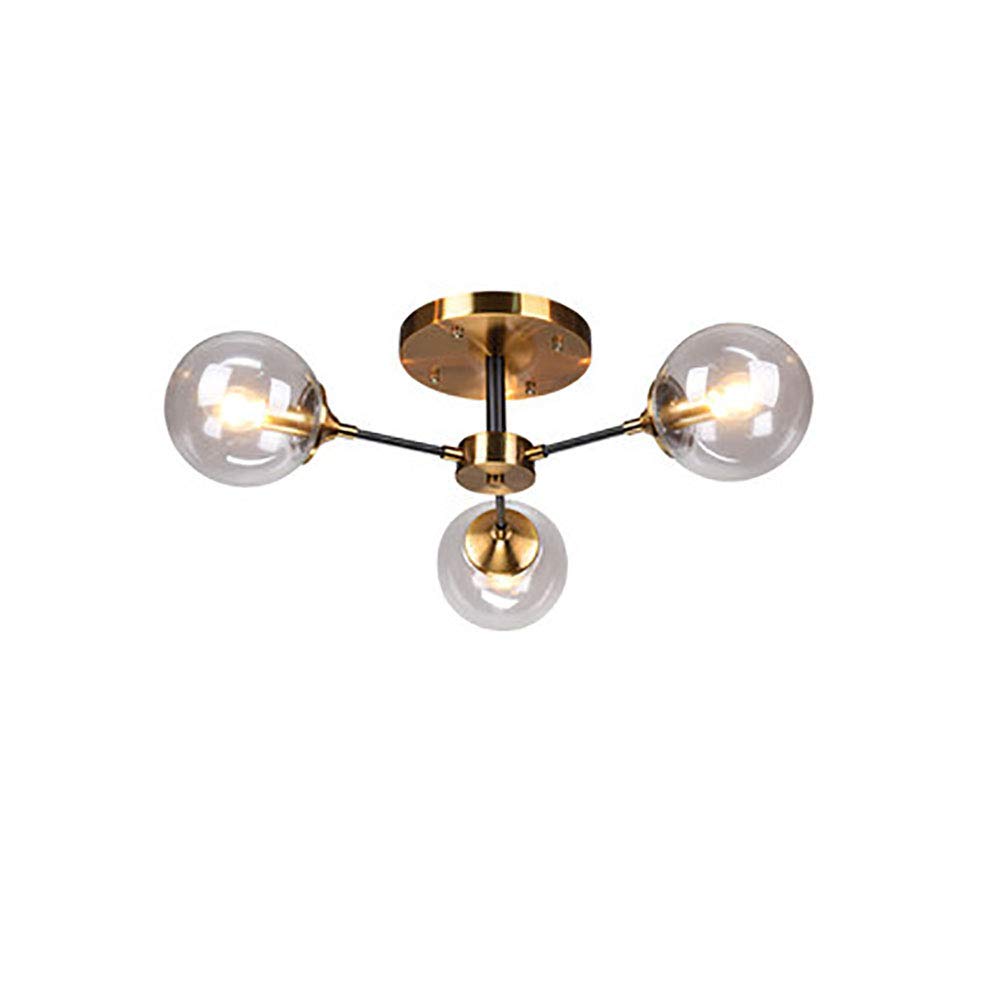 Lustre E14 contre l'éblouissement plafonnier moderne salon verre fumé 3 têtes