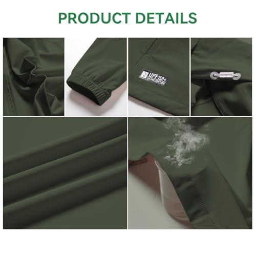 Image of Venzina UPF 150+ Sunscreen Jacket for Men, UV Sun Protection Jacket with Cool Feel Quick Dry Fabric, Sun Hoodie with Removable Hat & Zip Pocket for Driving, Camping, Riding