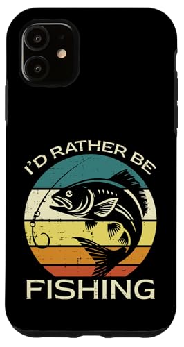 Id Rather Be Fishing Pêcheur rétro pour Hommes, Femmes, Enfants Coque pour iPhone 11