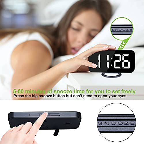 Alarm Clock For Bedroom,Led And Mirror Digital Clocks Large Display, With 2 Usb Charger Ports,Auto Dim,Snooze Function,Modern Desk/Wall Clock For Home Living Room Decor - Navy Blue #TOP3