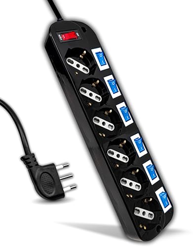 V-TAC Multipresa Elettrica 6 Prese con Interruttori Indipendenti