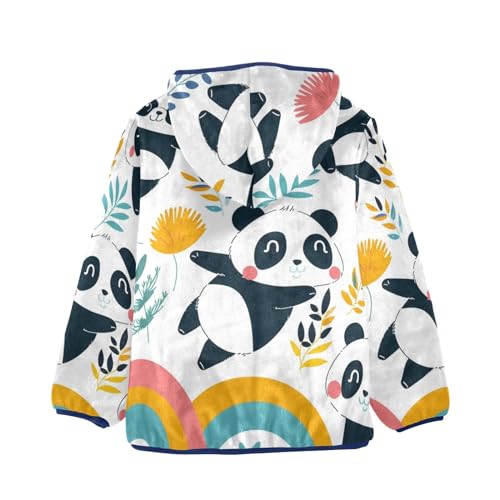 Boys Girls Fleece Jacket Cartoon Cute Panda with Flowers Kids Warm Hooded Outwear Coat2