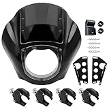 Quarter Fairing Windshield Kit for Harley Softail Street Bob FXBB FXBBS Softail Standard FXST 2018–2024, Motorcycle Front Fairing Two-Tone Windscreen, Quick-Release 49mm Fork Clamps