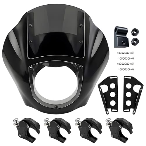 Image of Quarter Fairing Windshield Kit for Harley Softail Street Bob FXBB FXBBS Softail Standard FXST 2018-2024, Motorcycle Front Fairing Two-Tone Windscreen, Quick-Release 49mm Fork Clamps