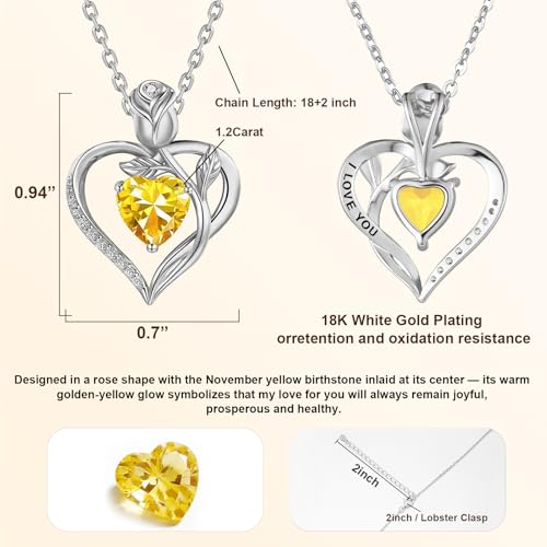 Image of Heart Birthstone Necklace for Women I Love You