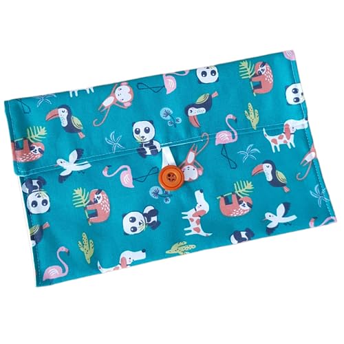 Pochette range serviette de table ou lingettes lavables aux différents motifs colorés (Panda et autres animaux)