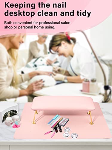 LIONVISON Nail Art Tischmatte, Mikrofaser Rosa Weiche Leder Nail Art Kissenauflage, Faltbare waschbare Maniküre Schreibtischmatte Nagel für Nagelstudio (15.74 * 23.62in)