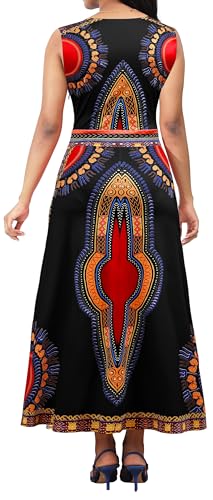 Image of VisiChenup African Print Dress for Women Casual Midi Dress