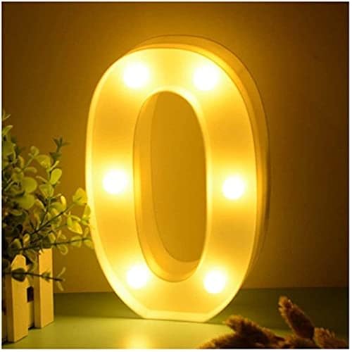 Image of Balloonistics Warm White LED Marquee Number 0 Light - 9 Inch Cordless Battery-Operated Standing Sign for 10th Birthday, Anniversary & Home Decor
