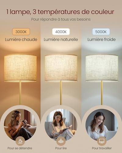 Lampadaire hauteur réglable 140-170 cm E27, VASAGLE